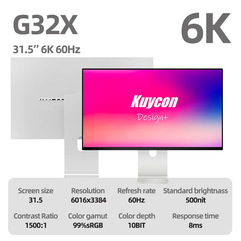 KUYCON G32X 6K 신제품 6106x3384 PC 사무용 32인치 모니터 대형 무광 소프트 라이트 디스플레이 모니터