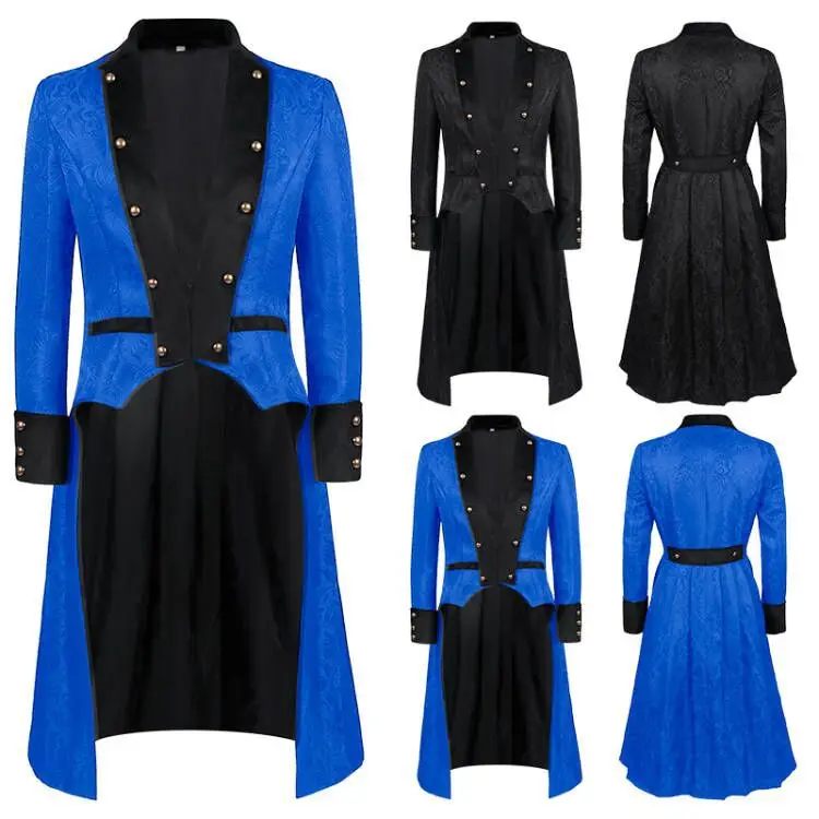 

Men Medieval Steampunk Victorian Robe Long Gown Gothic Jacket Noble Court Retro Dress Cope Women Jacquard Coat Uniform Tailcoat