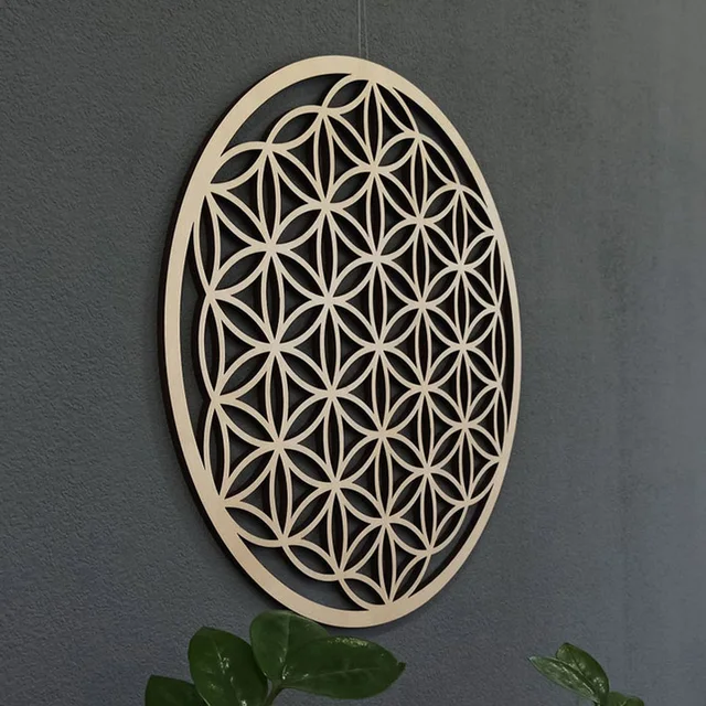 20/30 Cm Szent Geometria Élet Virág Energy Mat Wood Slice Base Of Tisztító Kristályok Gyógyító Tárcsa, Mint Az Otthoni Faldekoráció - Image 3