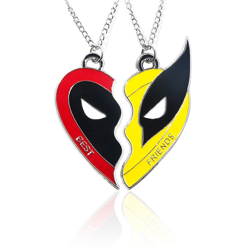 DeadpoolWolverineCospayBestFriendsNecklaceSuperheroCoupleNecklaceHeartPendant