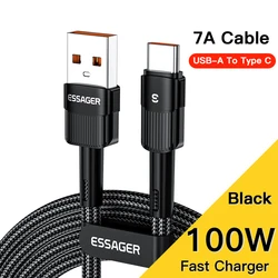 Essager 7A USB Type C Cable - 66W Fast Charging Data Cord - 0.5M (Black 7A 100W A To C)
