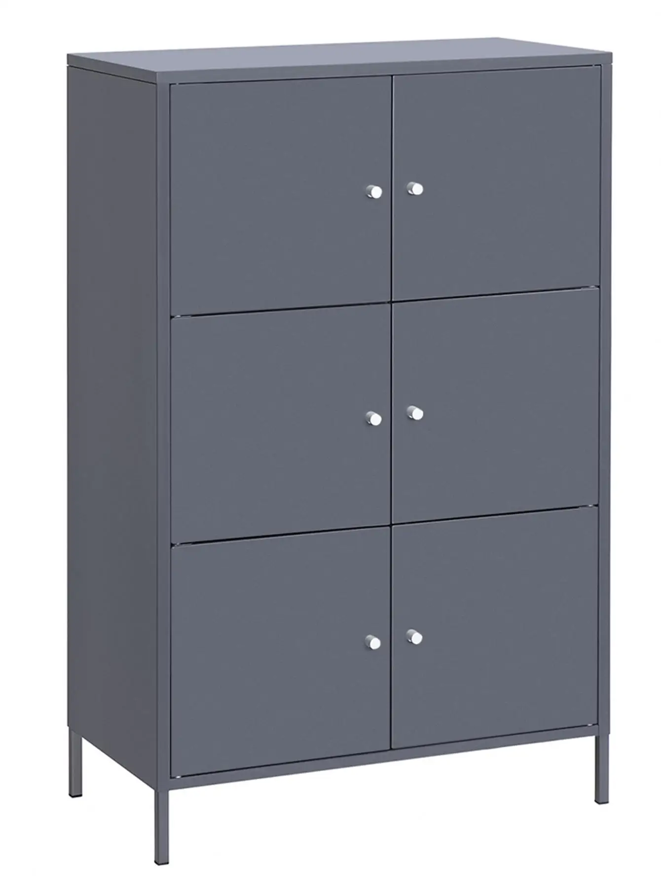 

Storage Cabinet, 3-Tier Metal Office Cabinet, Multipurpose Storage Organiser Stand with 6 Doors