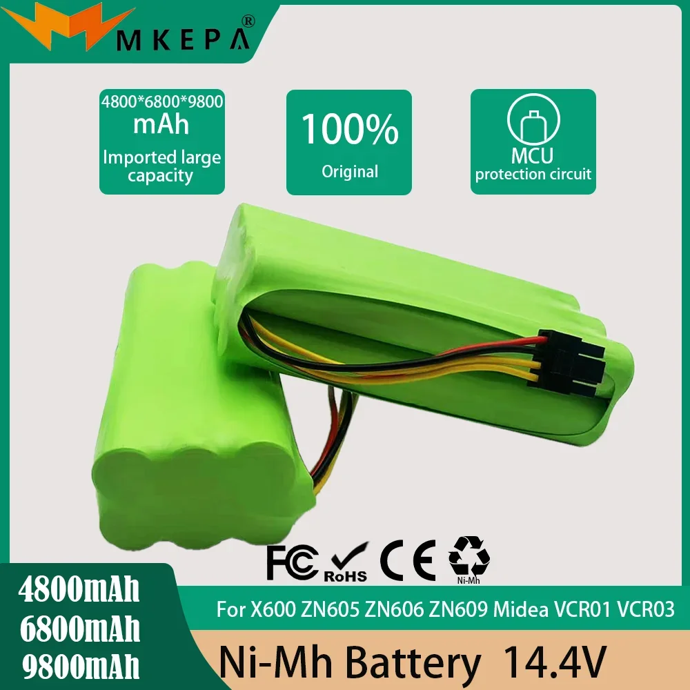 Ni-MH AA 4800-9800 мАч для пылесоса ECOVACS 14,4 В, перезаряжаемая батарея Deebot Deepoo X600 ZN606 ZN609 Midea VCR01 VCR03