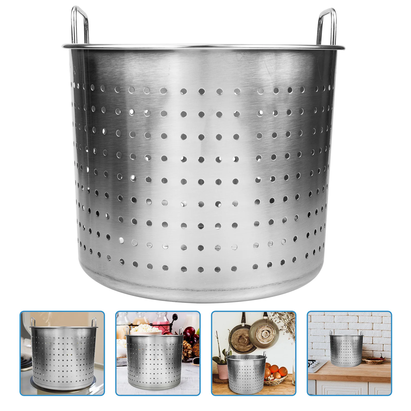 

Pot Crawfish Basket Steamer Seafood Boil Stock Leaky Bucket Steel Stainless Strainer Boiler Large Shrimp Cooking Boiling Insert