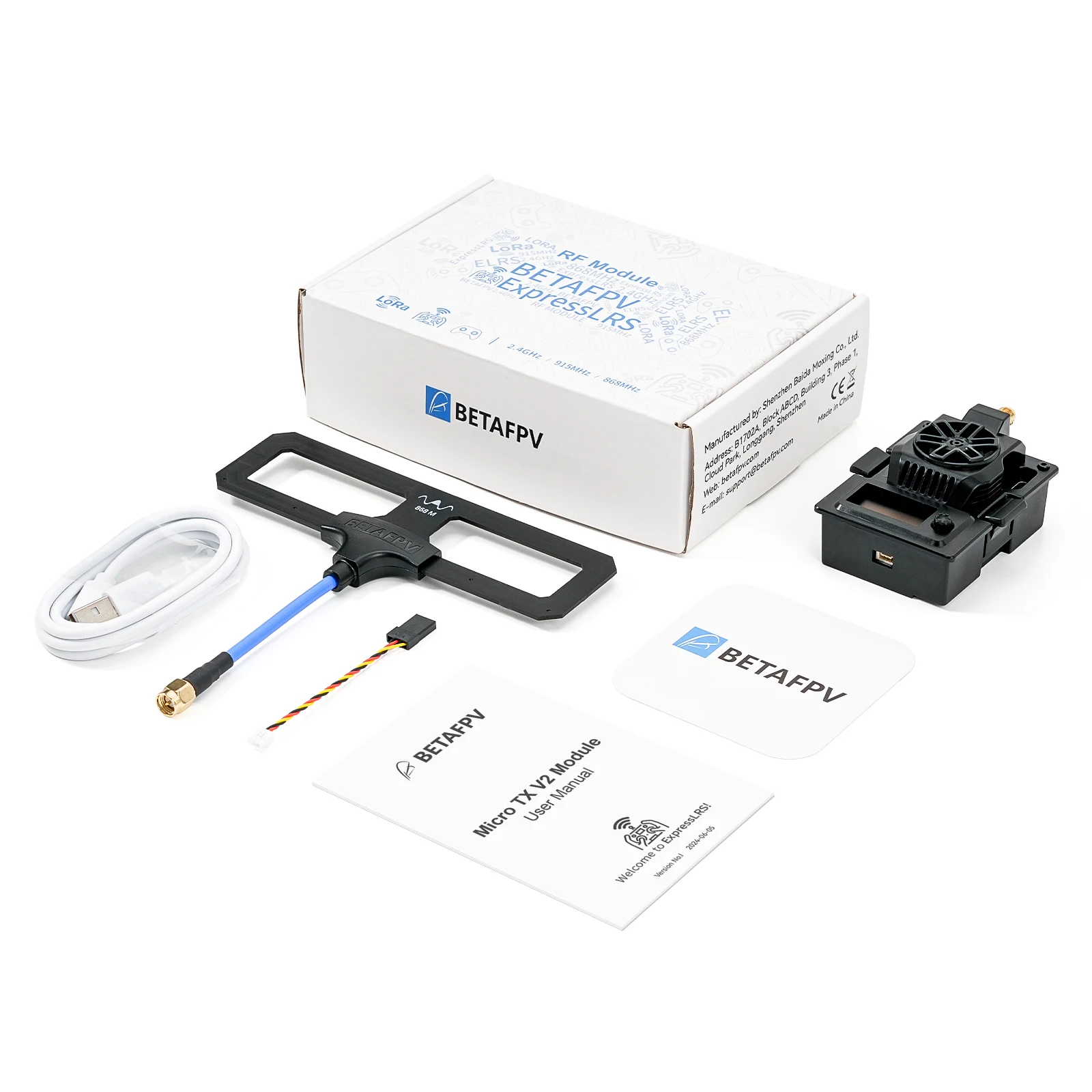 Module TX ELRS Micro BETAFPV pour Radio FPV installé sur une radiocommande, prêt à l'emploi.