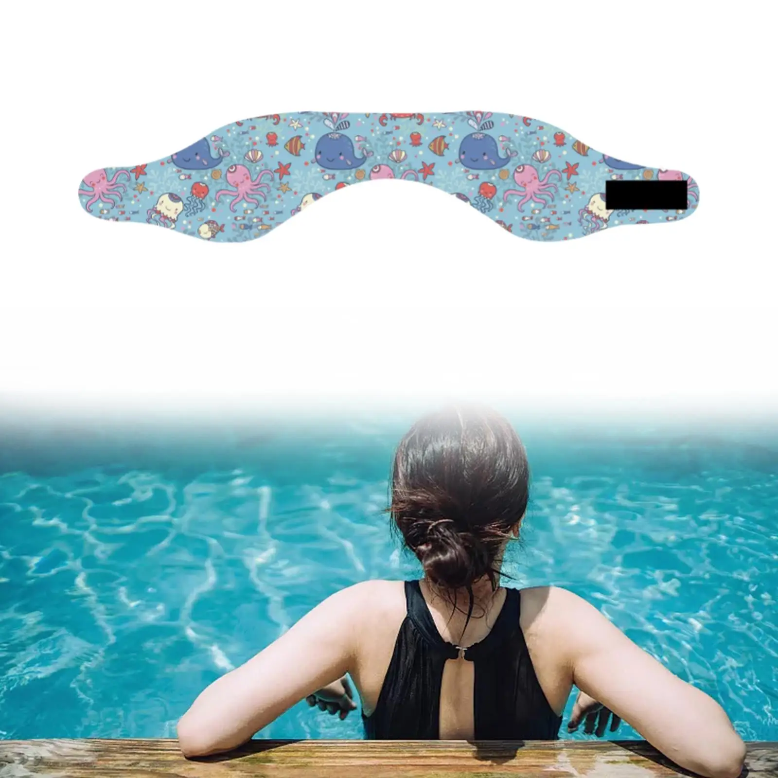 2x Kids Swim Headband Ear Protectors with Fun Designs for Water Activities , B