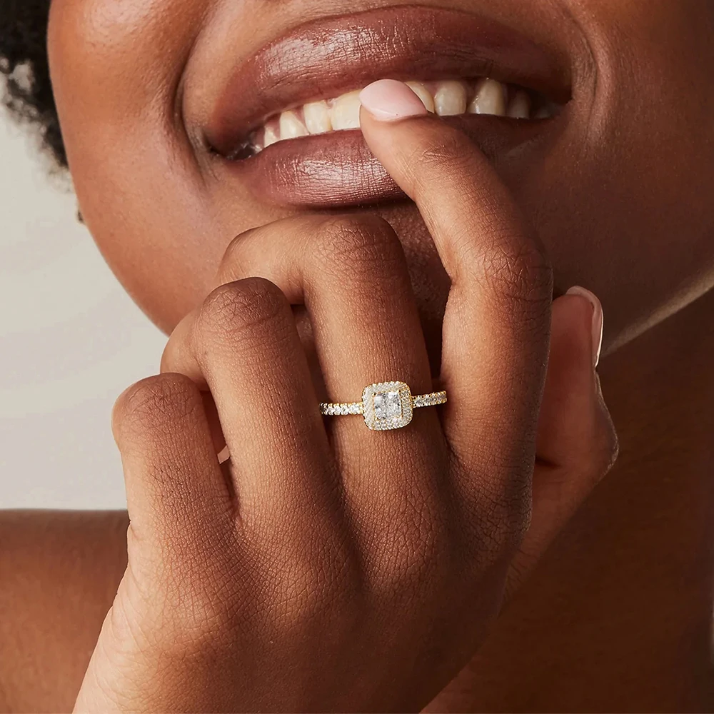 925 Sterling Silver Fashion Mini Zircon Engagement Ring Women Gold Color Fine Jewelry Gift Cannner silver rings silver ring wedding rings gold plated silver ring