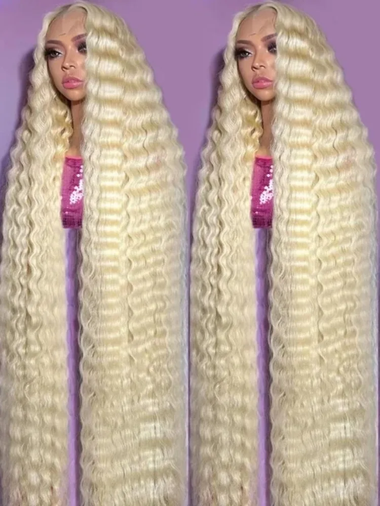 613 Blonde HD Lace Frontal Wig 13x4 13×6 Deep Wave Lace Front Human Hair Wig Colored Curly Wigs Water Wave Wigs For Women ﻿ ﻿