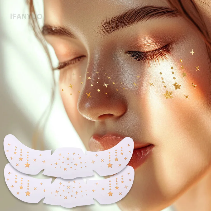 6pcs Metallic Fake Freckles Temporary Tattoo Stickers Hot Stamping Freckles Makeup Patches Face Makeup