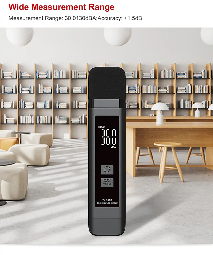 TA657 Digital Sound Level Meter 30‑130 dB Handheld Portable USB Rechargeable for
