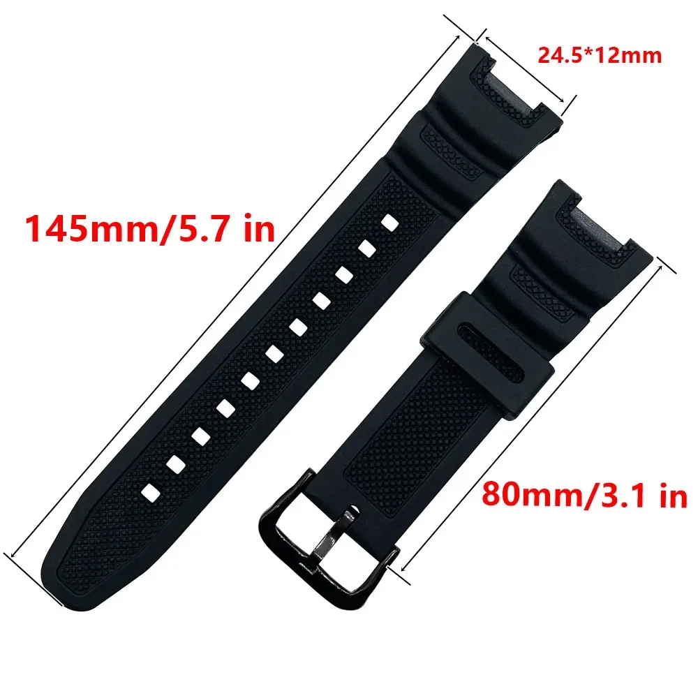 Versatile Black Resin Sport Watch Strap - Waterproof Rubber Replacement Wristband