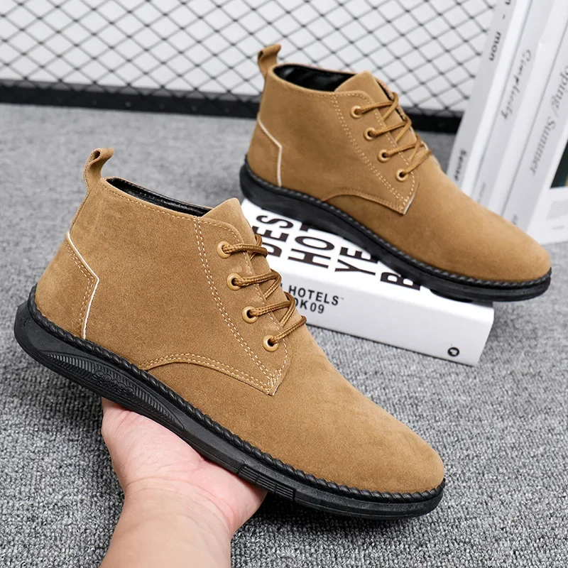 Men Shoes Luxury Suede Men Chelsea Boots 2024 New Comfortable Lace Up Ankle Boots Outdoor Casual High Quality Men Boots hombre - 3