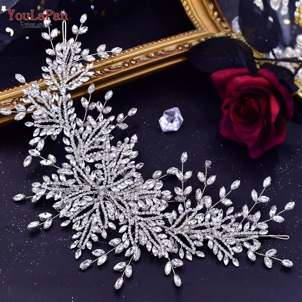 

YouLaPan HP482 Rhinestone Bridal Headpiece Woman Headband Wedding Hair Accessories Princess Crown Headdress for Party Headwear