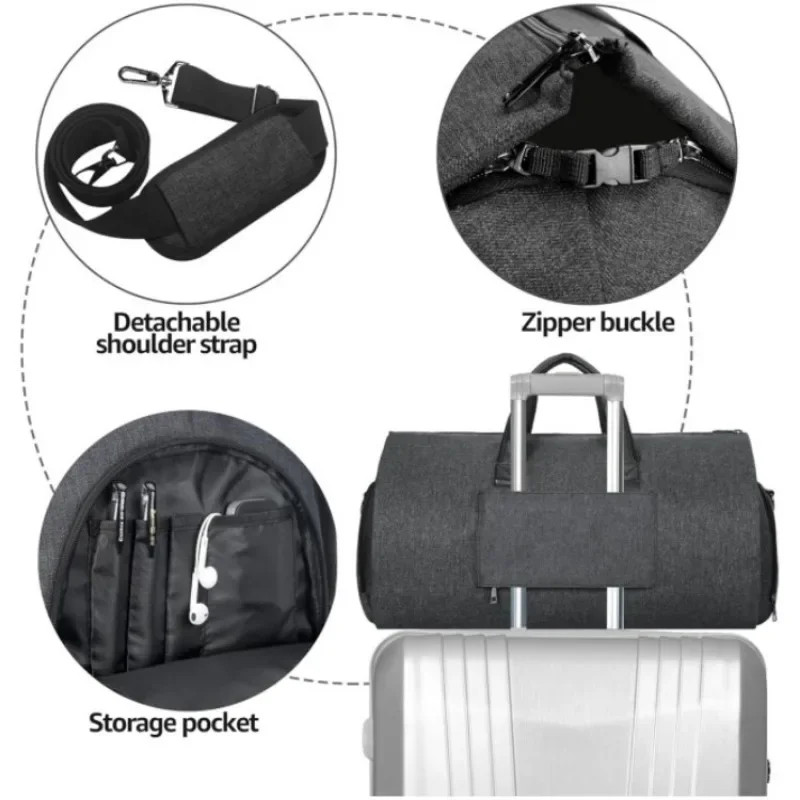 Portable Clothes Foldable Dust-Proof Suit Bag Travel Duffel Bag with Shoes Compartment for Gowns Coats Shirts and Dresses