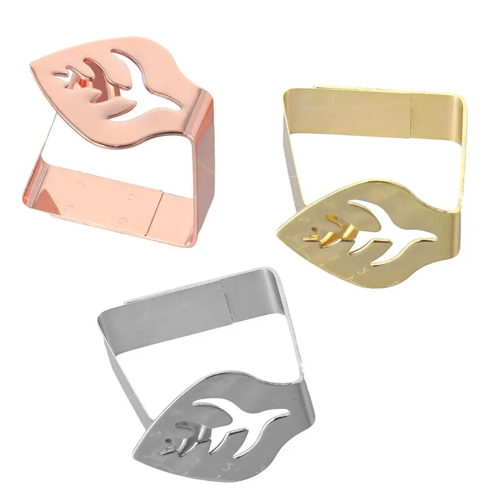 4Pcs Stainless Steel Tablecloth Clips Leaf Shape Picnics Table Cloth Cover Clamps Rose Gold Silver Dining Table Decor
