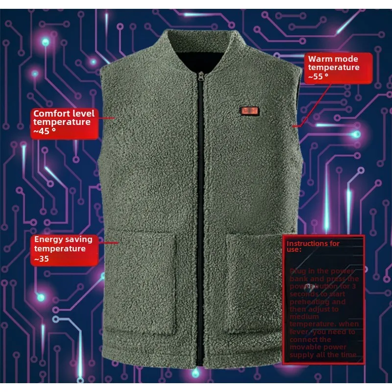 Winter USB smart heated jacket 3-speed adjustable temperature rapid heating long battery life outdoor sport