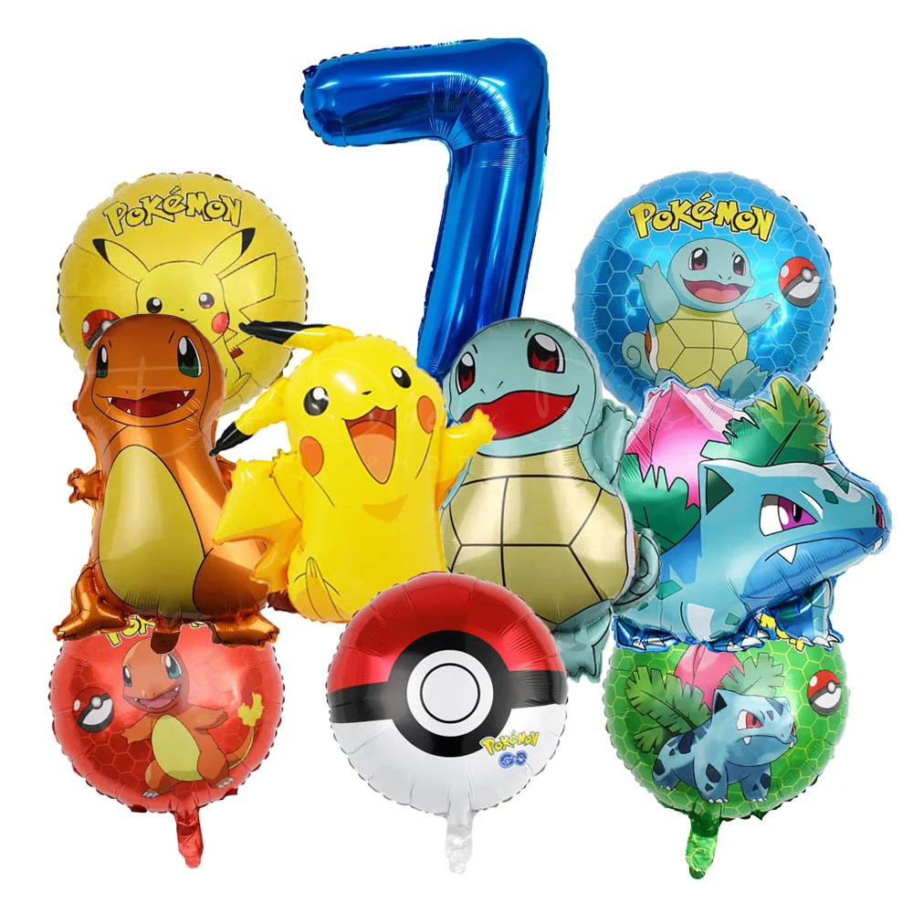 1Set Cartoon Party Ballon springen Pikachu Little Fire Dragon Jenny Schildkröte Folienballon Kinder Geburtstag Party Dekoration Geschenke – Detail 10