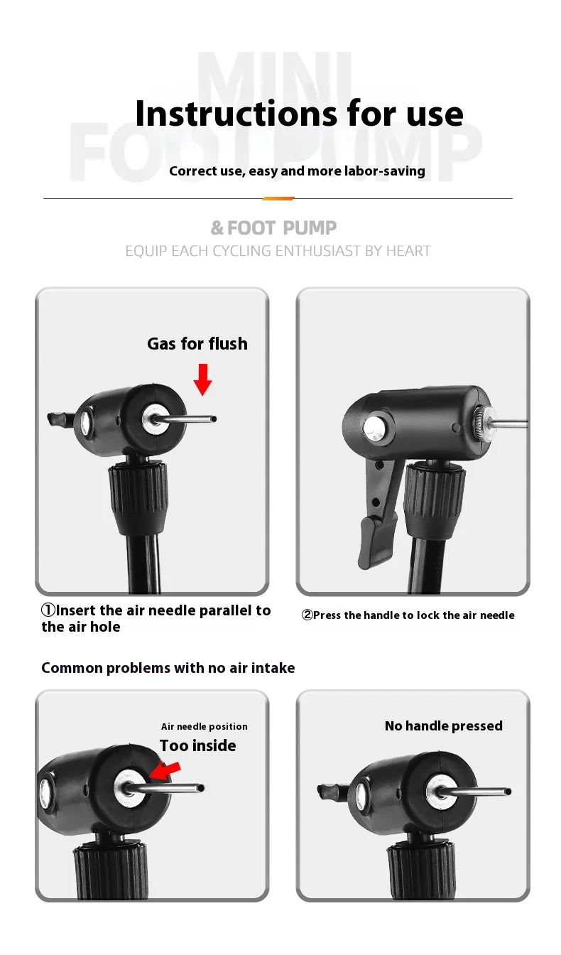 WEST BIKING-MTB Fahrradpumpe, manuelle 80-PSI-Fahrradluftpumpe, Ballonreifenfüller, Schrader-Ventil, Bodenpumpe, Fahrradzubehör – Detail 11