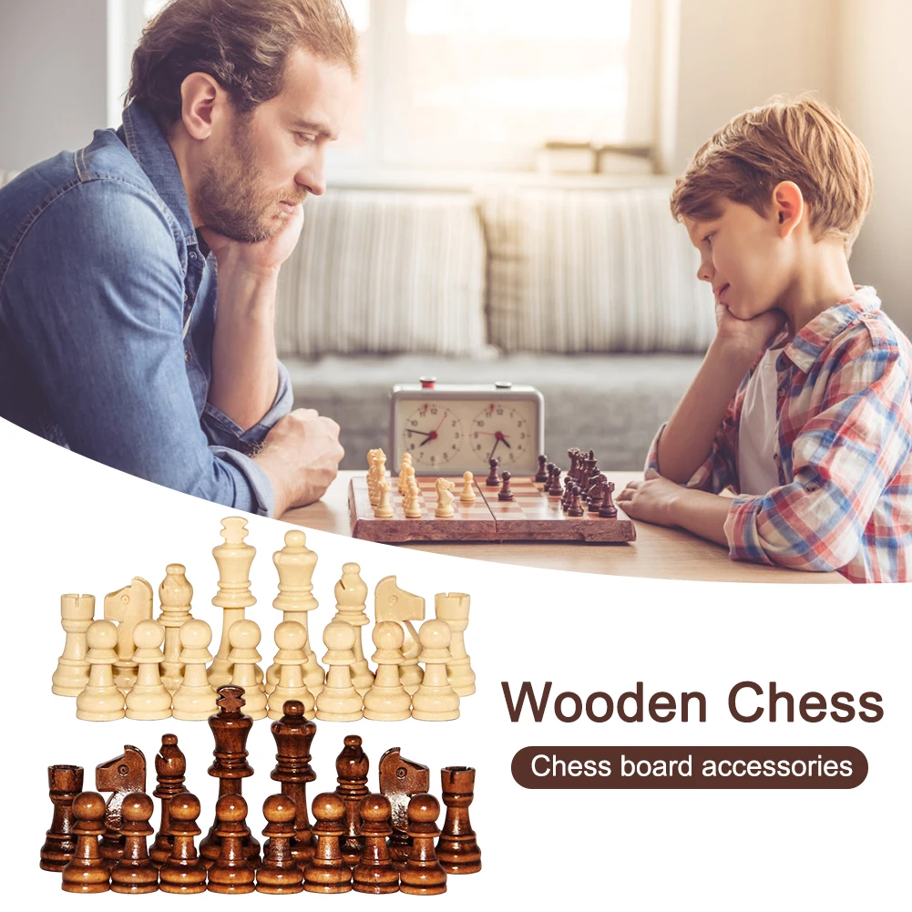 Board Game Wooden Chess Chess Pieces Wooden Chess Game Pawns Standard Tournamen Staunton 32PCS Chess Pieces Only 2.2in King Figures for Board Game