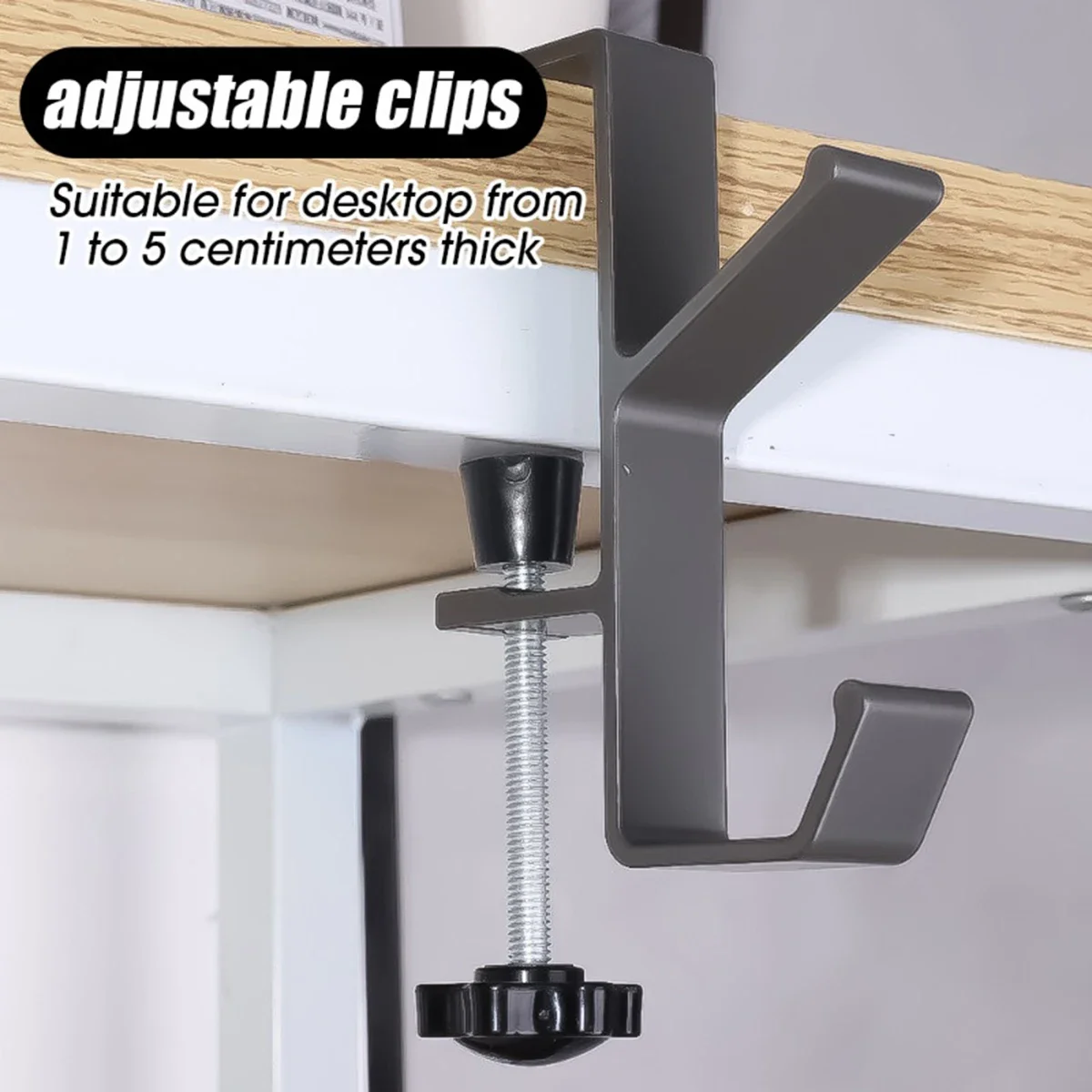 Multifunction Desk Edge Hook Adjustable Backpack Storage Hook Portable Handbag Rack Punch Free Home Office Desk Edge Hanger Hook 5