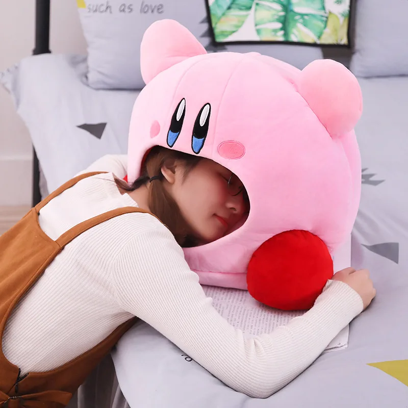 

Kawaii Kirby Inhalation Nap with Pillowhead Anime Cute Peripheral Office Warm Shade Nap Pillow Wholesale Christmas Gifts