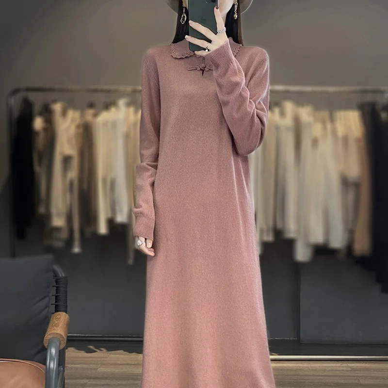 

Женские длинные кашемировые платья, вязаные Джемперы, женские пуловеры, новая мода, зима, искусственная кожа, бесплатная доставка, NJ01, 2023