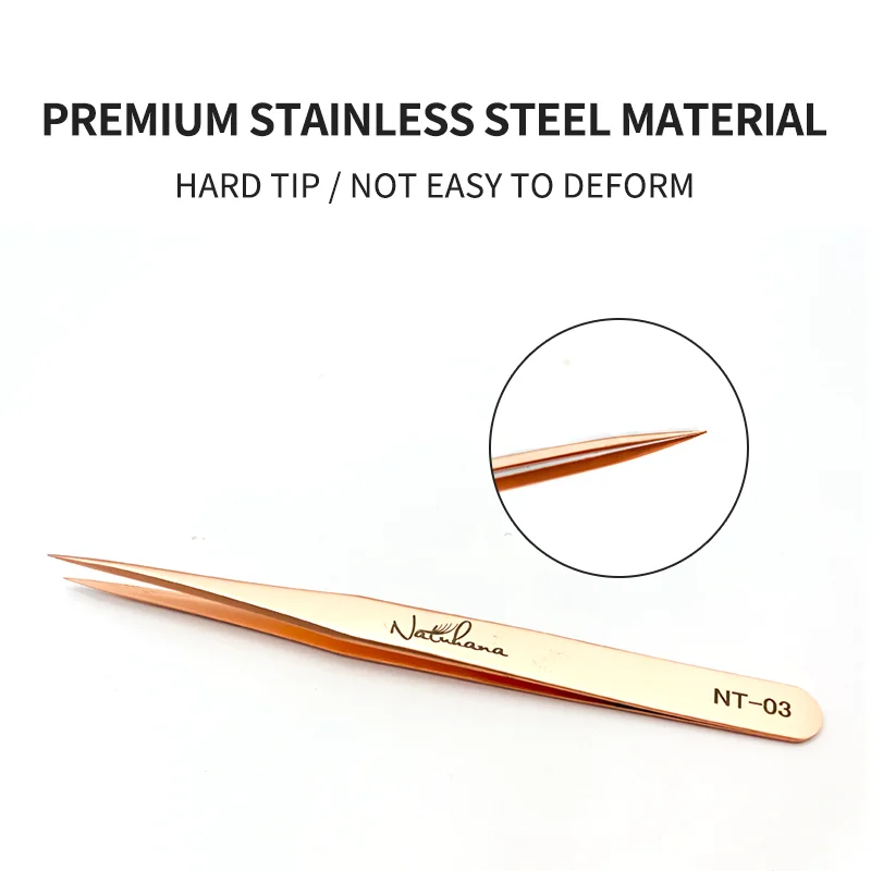 NATUHANA Volume Lash Tweezers Stainless Steel Anti-static Curved Straight Tip Eyelash Tweezers For Eyelash Extension Makeup Tool eyelash tweezers