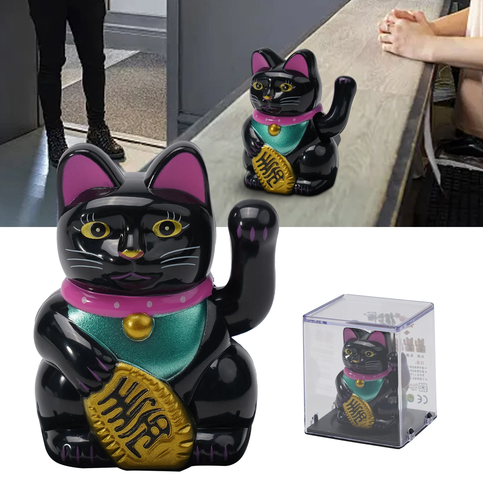 

Solar Automatic Waving Lucky Cat Car Decoration Cake Baking For Home Office Decoration Birthday Gift