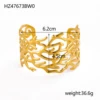 Exaggerated Large Flower Openwork Leaf Cuff Bracelet - Stainless Steel Anti-Oxidation for Women 5