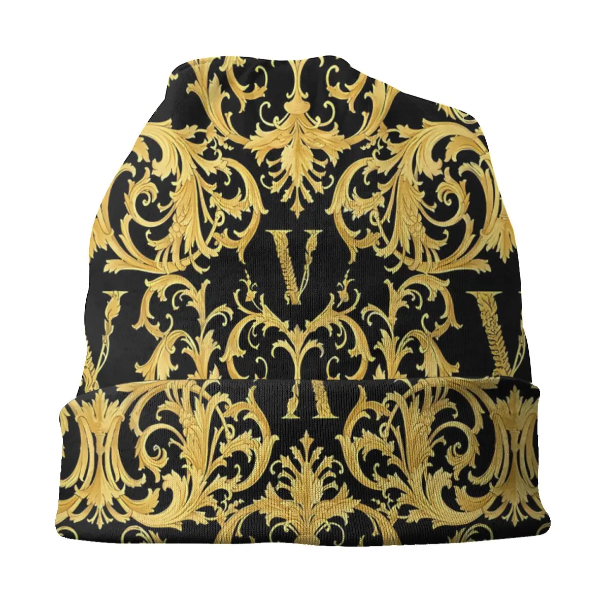 Bonnet Hats Golden Lion And Damask Men Women\'s Thin Skullies Beanies Hat Vintage Luxury Autumn Spring Warm Cap Hip Hop Caps