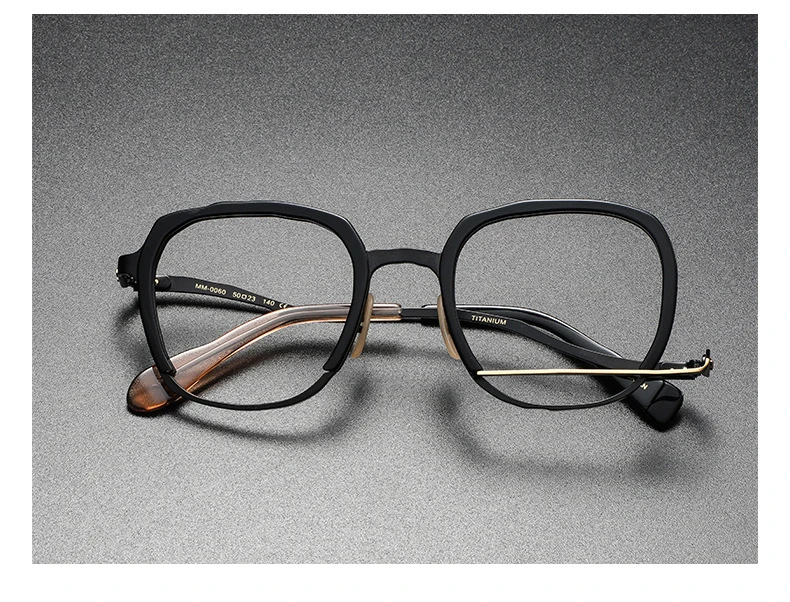 Japanische handgemachte Designer marke mm0060 Vintage Titan mit Acetat Brillen Frauen Männer unregelmäßige optische Brillen rahmen – Detail 12
