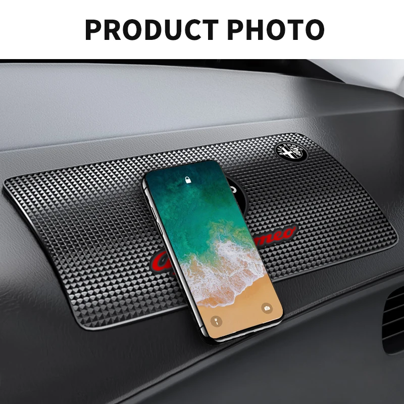 Car Silicone Non-Slip Mat Interior Console Emblem Badge Anti-Slip Pad For Alfa Romeo 147 159 156 Giulietta Giulia Mito Spider car non slip mat non slip mat car dashboard mat non slip dash mat silicone anti slip pad silicone anti skid pad