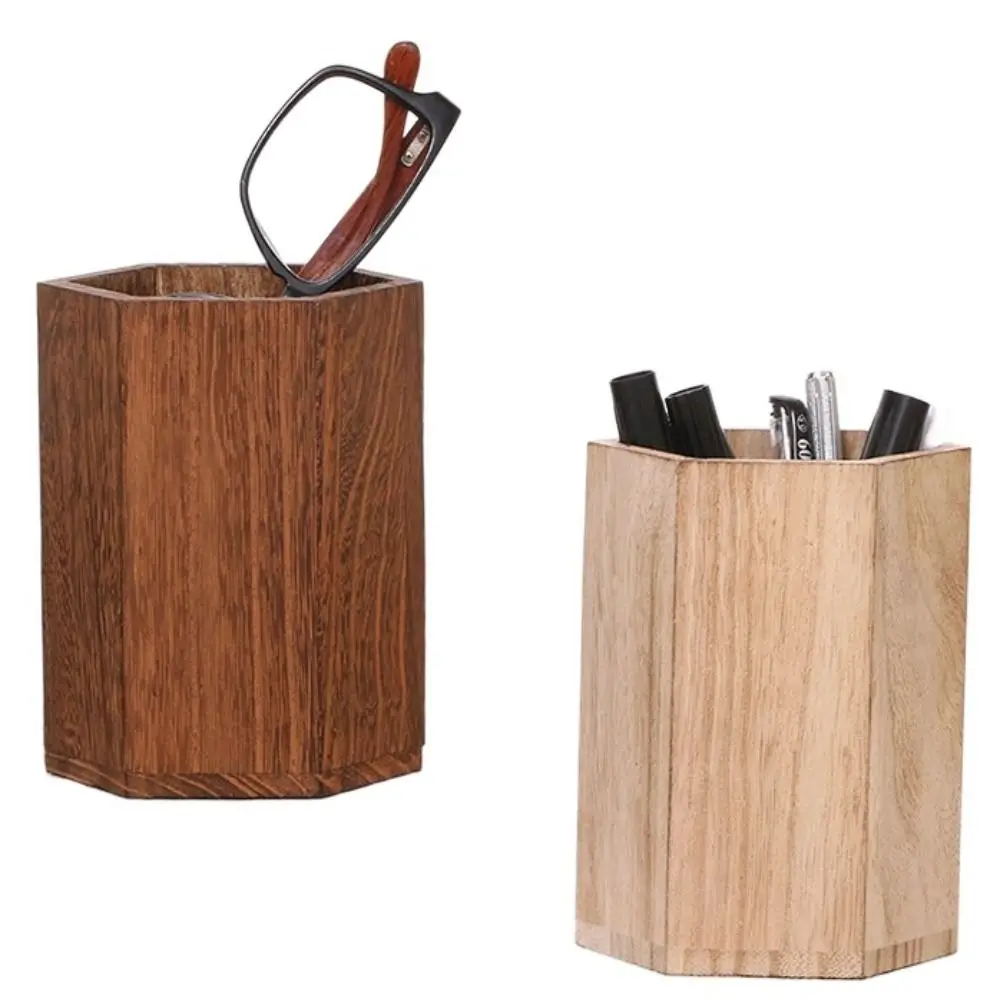 Pen Holder Desktop Storage Wooden Pen Holder Box Multifunctional Organizer
