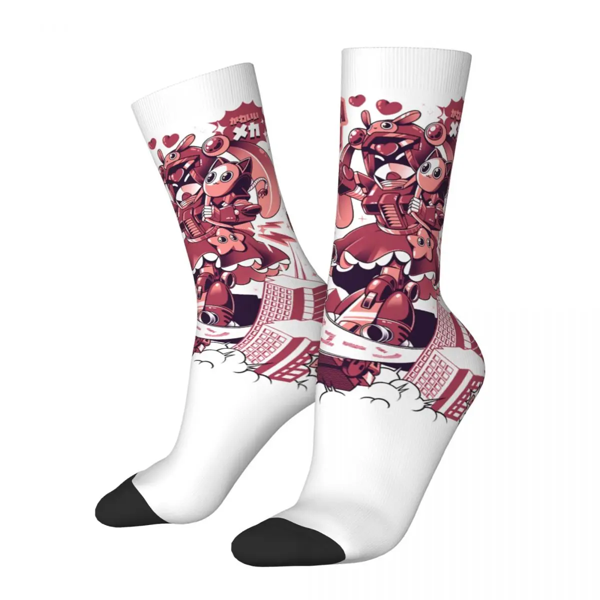 

MECHAWAII Crazy Men's compression Socks Unisex Cat Arts Retro Harajuku Seamless Printed Funny Novelty Happy Crew Sock Boys Gift