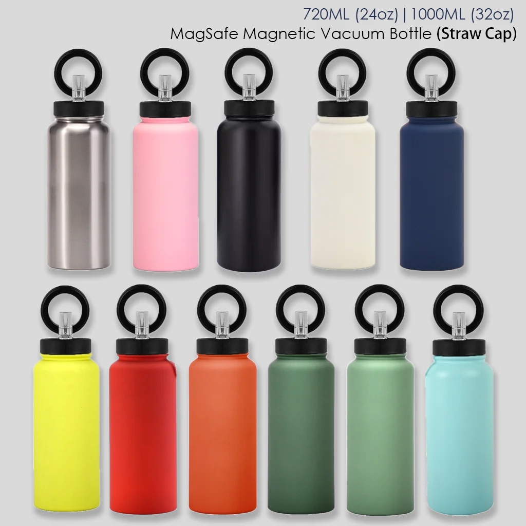 PuraCool Personalized Water Bottle 24oz/32oz/720ml/1000ml with Phone Holder Magnetic Laser Engraving 24H Insulated
