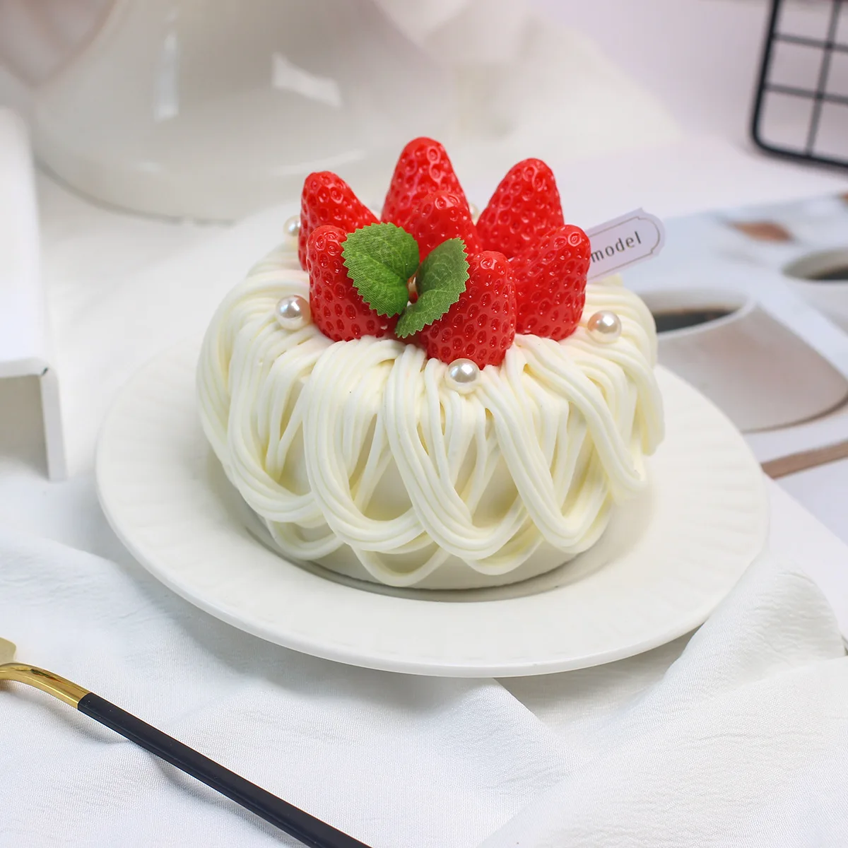 4 inch Simulation Cake Cream Birthday Cake Fake Model Dessert Baking Shop Window Display Samples Props Dessert Decor