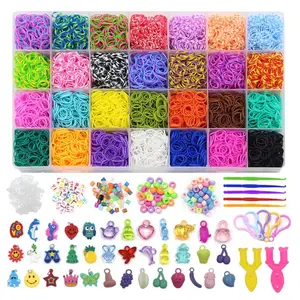 600-1800 Colored Rubber Band Bracelet Making Kit Rubber Band Filling Kit  Children Bracelet Knitting Kit DIY Handmade Toys - AliExpress