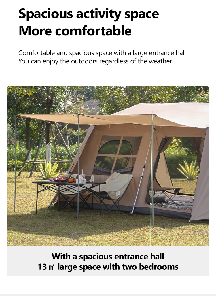 Sonuto Automatisches Campingzelt, 3-8 Personen Schnellaufbau-Hügeltzelt, Wasserdichtes Doppelhalle-Familienzelt mit Vordach für Outdoor-Aktivitäten – Detail 3