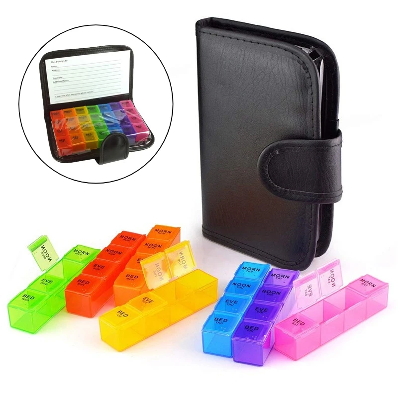 Weekly Pill Organizer with Removable Daily Compartments - 4x Daily Pill Box