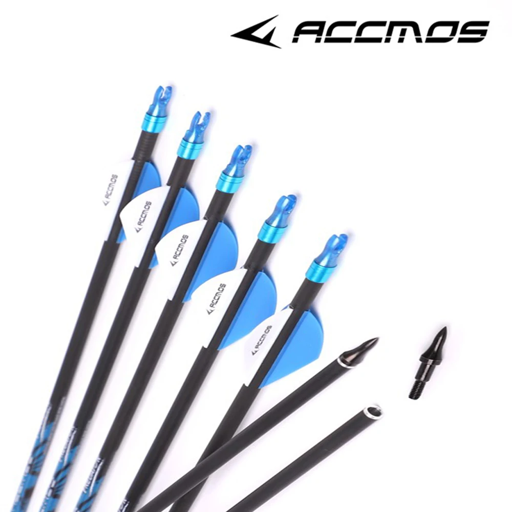 6/12pcs Pure Carbon Arrow ID 6.2 mm 32in Spine250 300 350 400 500 600 700 800 for Bow Hunting Archery