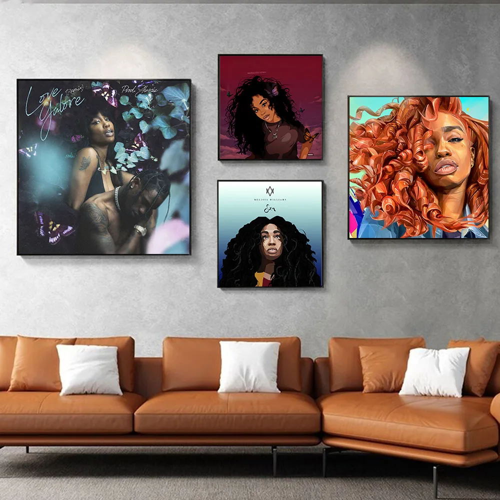 

SZA Music Album Poster Abstract Beauty Singer Portrait Painting Modern Wall Art Canvas Prints for Living Room Home Decor Cuadros