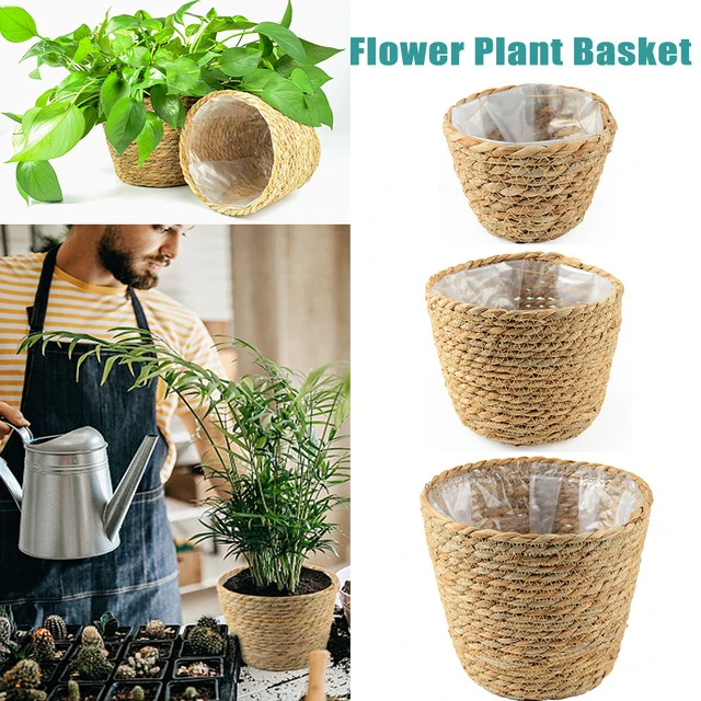 Macetero de mimbre para jardín, cesta colgante de tejido hecho a mano,  maceta de flores, cesta colgante de pared, cesta de almacenamiento,  decoración del hogar para boda - AliExpress