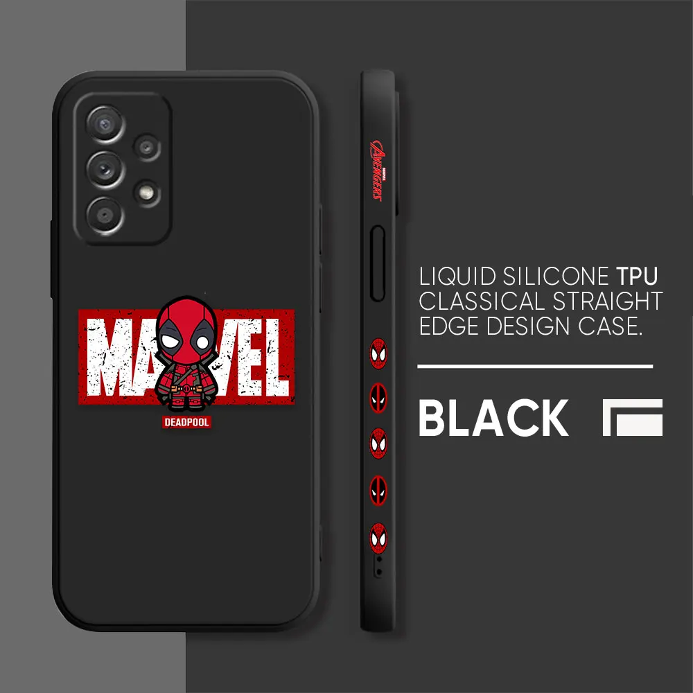 thumbnail image 1 of Funda para Samsung Galaxy A91 A73 A72 A71 A53 A52 A51 A42 AO3S 4G 5G funda de silicona líquida Simple estampado de Marvel Spider-Man Deadpool, 1 of 5