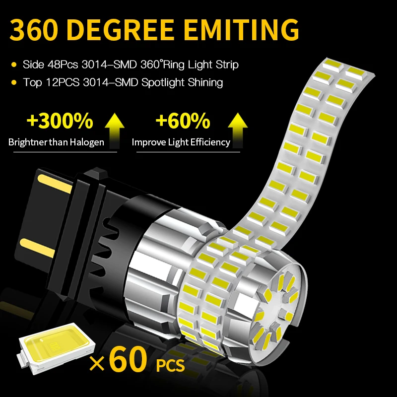 IBLUON 2x Led-dagrijverlichting DRL Gloeilamp 3157 P27/7 W T25 Canbus, fit Voor Jeep Compass Grand Cherokee 2011-2016