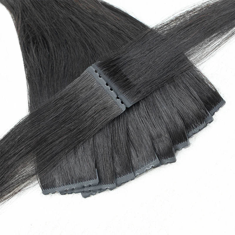 Inject PU Skin Weft Hair Twin Tabs Human Hair With Holes Micro Beads Extensions Blonde 10PCS Machine Remy Invisible Weft