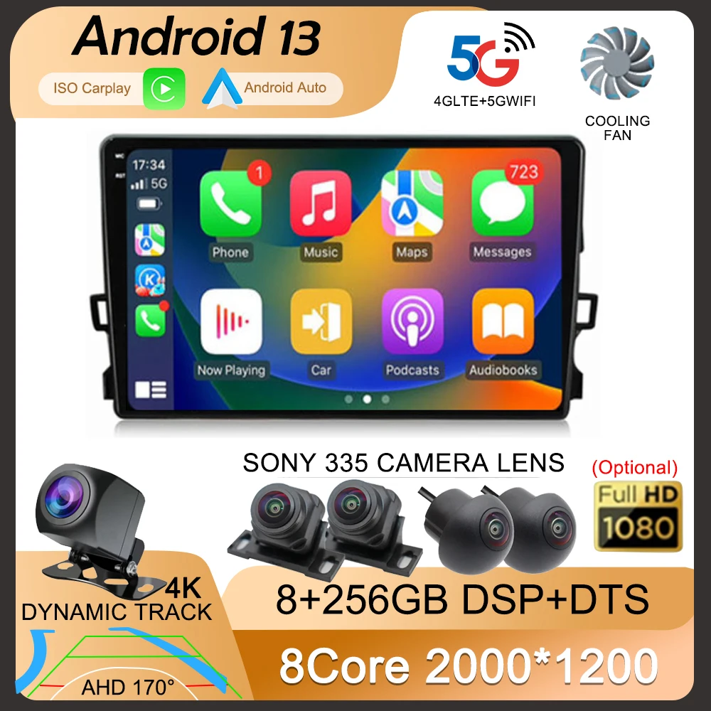 

Автомобильный радиоприемник Carplay, Android 13, для Toyota Auris E150 2006-2012, мультимедийный плеер, GPS-навигация, Стерео Авторадио, 2din