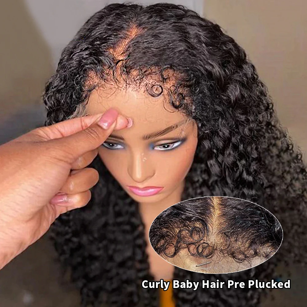 Human Hair Wig Kinky Curly 4C Edges Curly Baby Hair 13x6 13x4 HD Lace Frontal Wig Afro