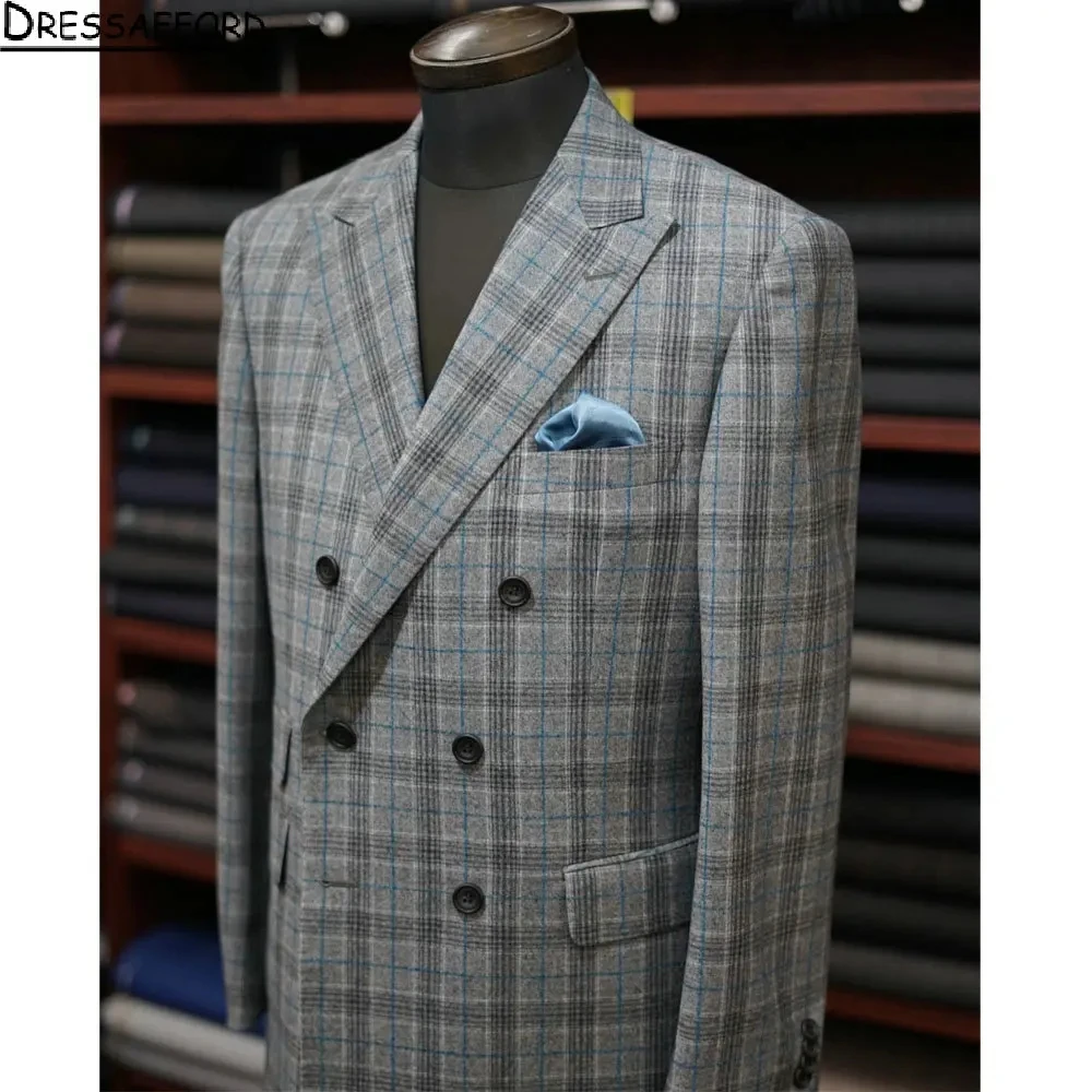 

Gray Sanding Men Suits Lattice Two Pieces Groom Wear ( Jacket + Pants )