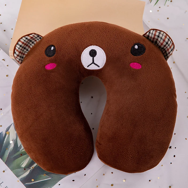 Creativo carino animale Panda gatto orso peluche cuscino a forma di U cervicale collo della colonna vertebrale viaggio portatile Home Office per i bambini adorabili