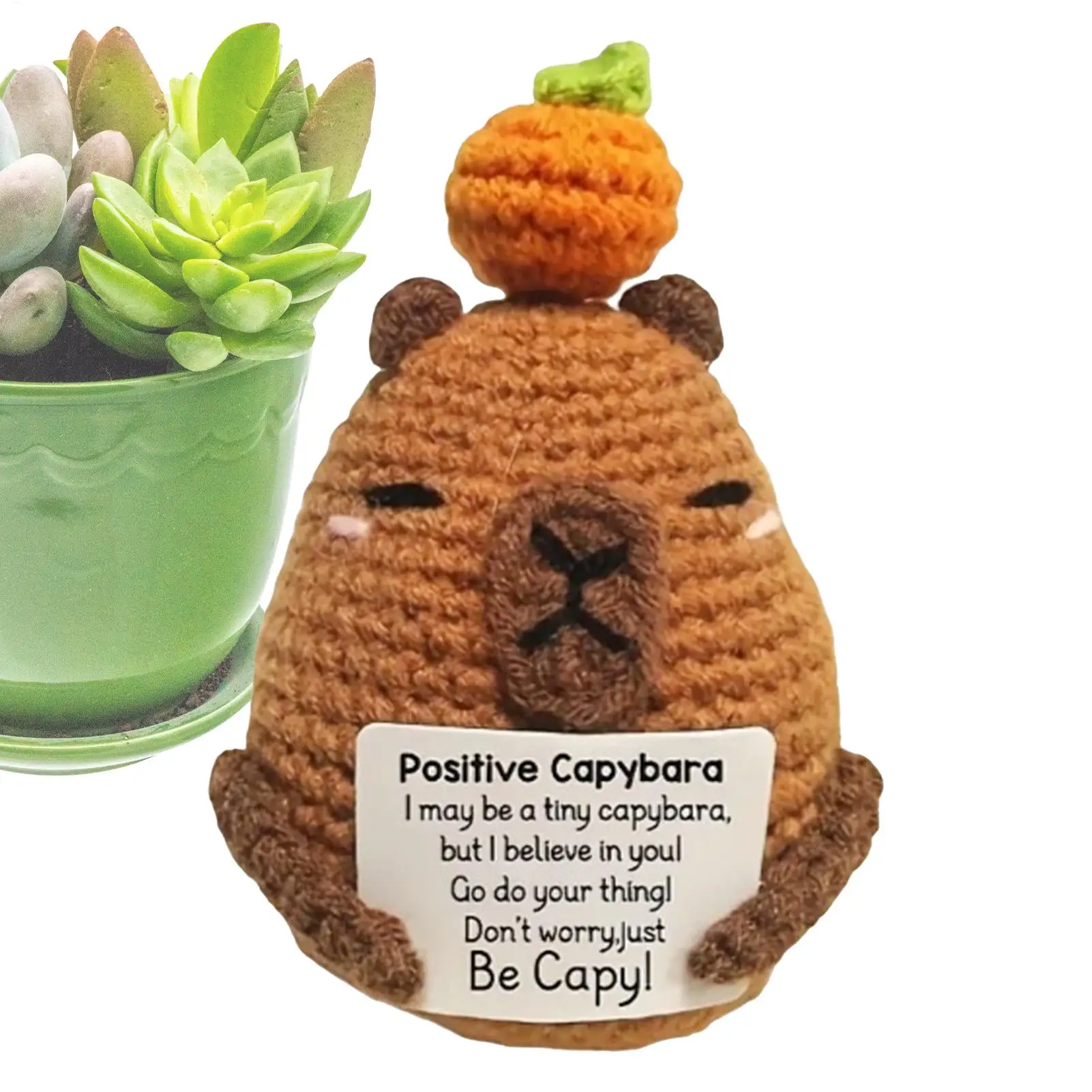 1pcs Cute Emotionals Support Doll Positive Crochet Animal Bookshelf Decoration Friends Funny Gift Handmade Toy